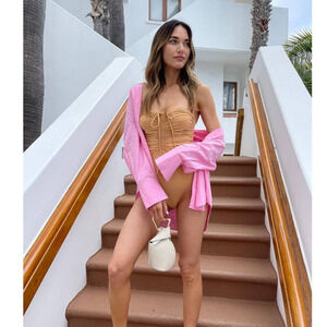 New Free People KYRA Reversible ONE PIECE Swimsuit by KYA Sand Peach $167 XS